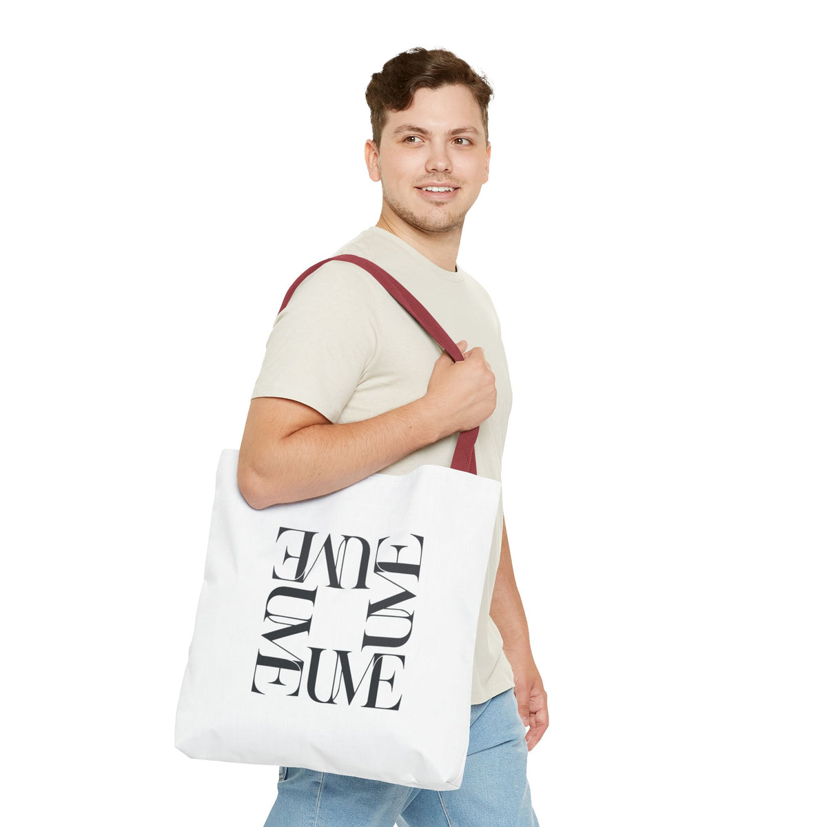 UME Square Typography Tote Bag — White