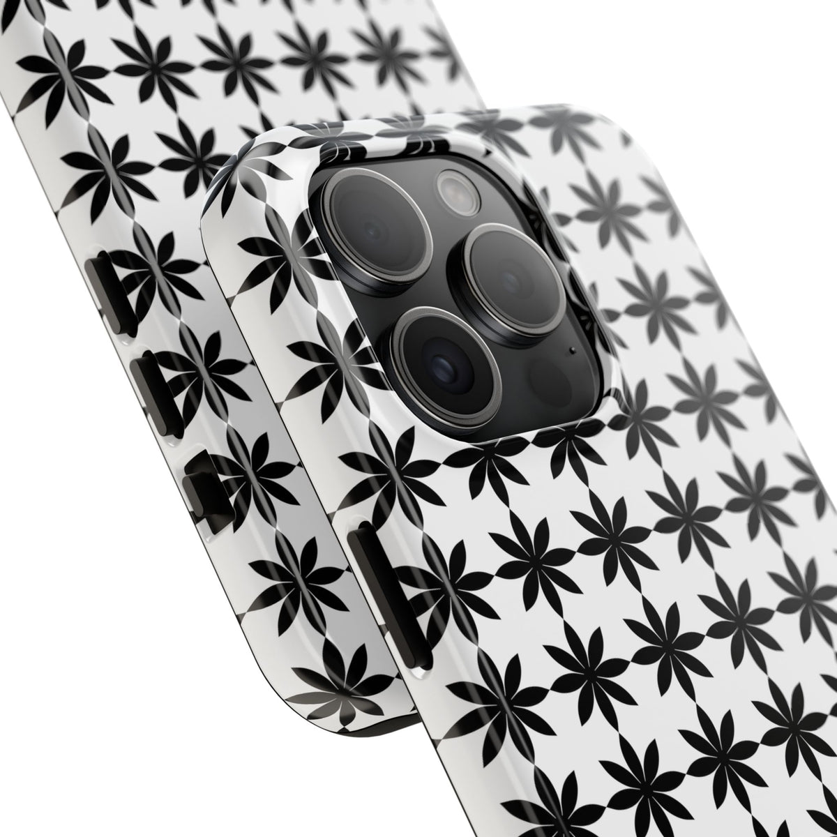 Tough Phone Case — Black & White Geometric Star Pattern
