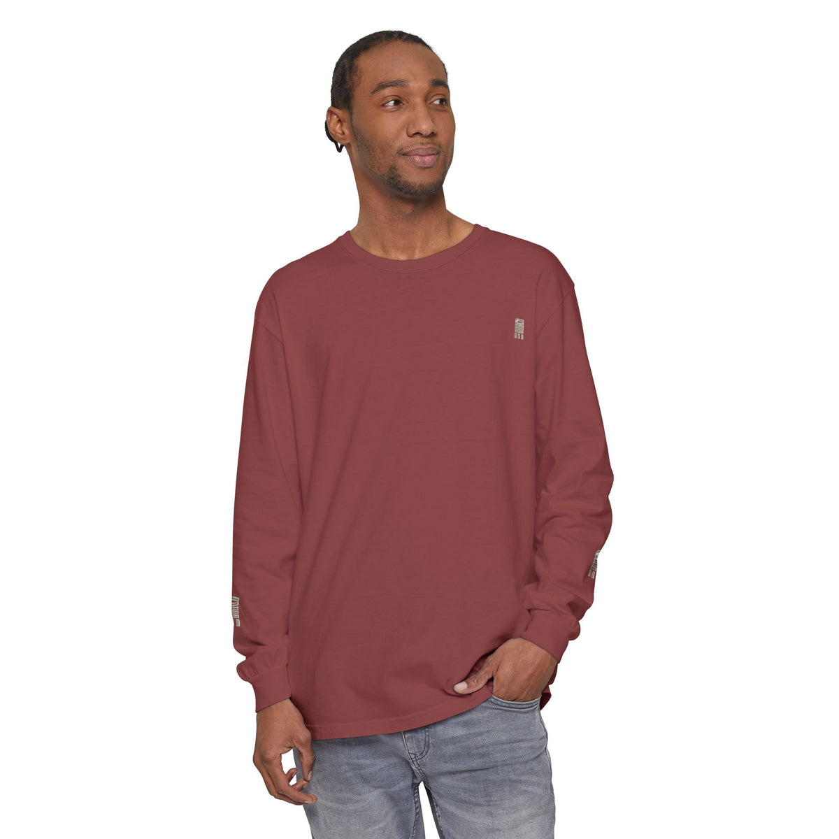 Garment-Dyed Long-Sleeve T-Shirt — Multi-Color Minimal Graphic
