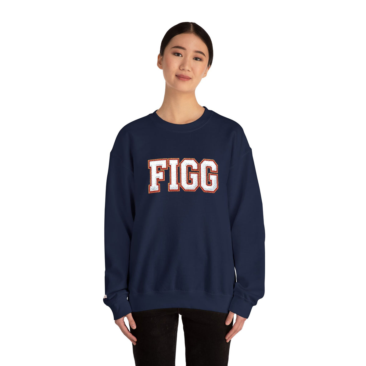FFiGG Embroidered Collegiate Crewneck — Sport Grey, Black & More Colors