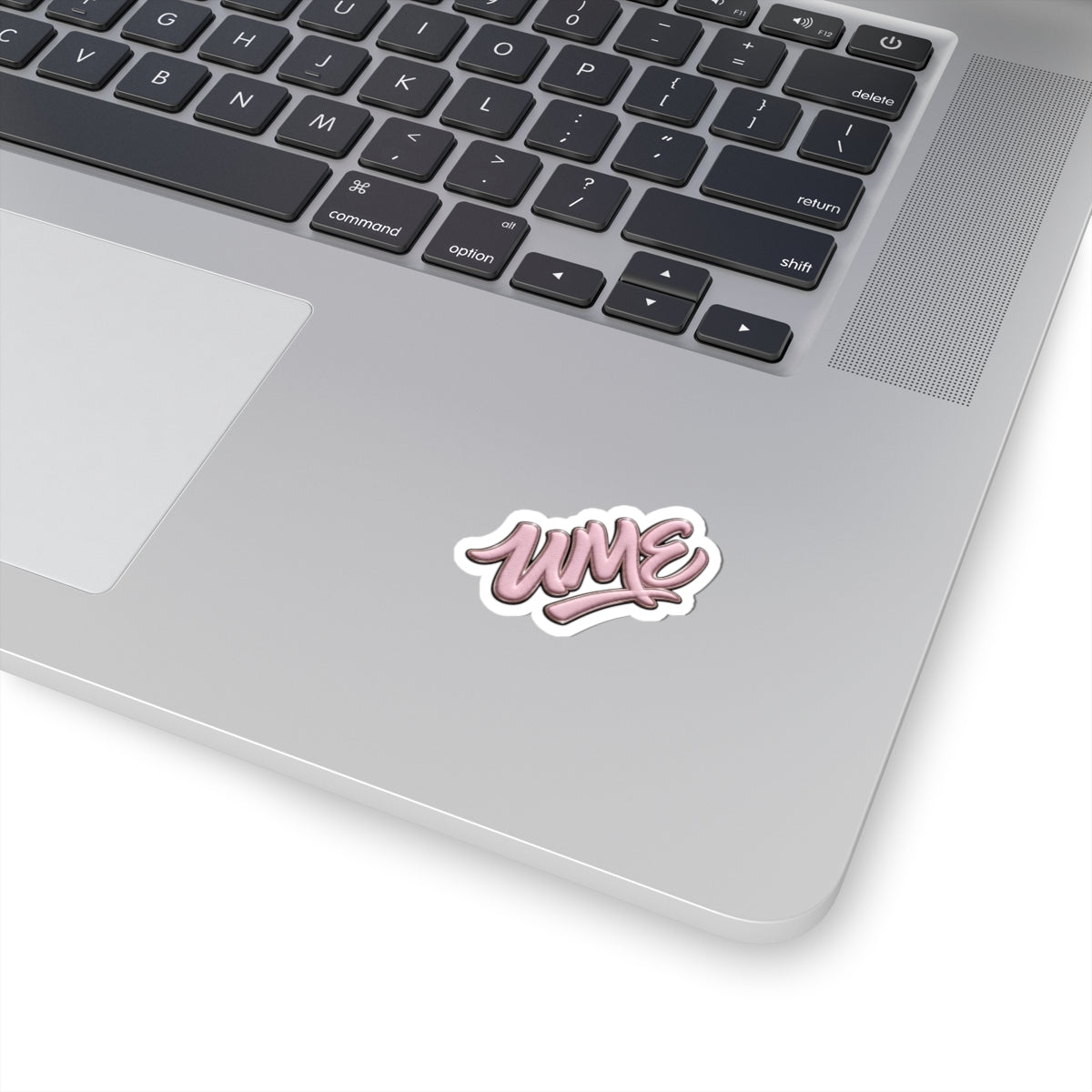 Pink Graffiti "WME" Kiss-Cut Sticker — Blush Bubble Script Vinyl Decal