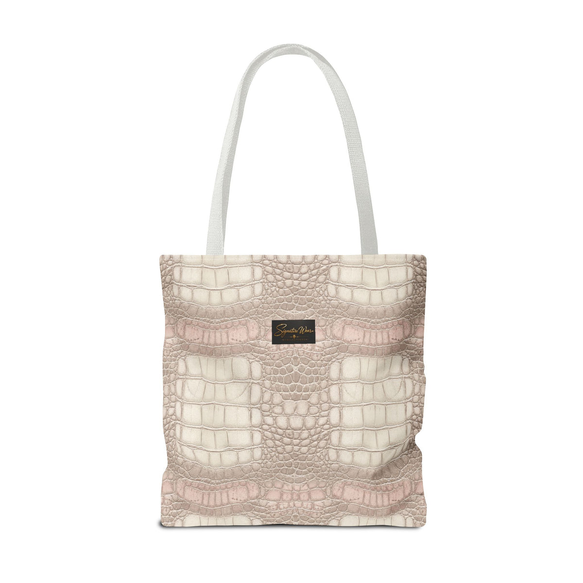 Croc Emboss Tote Bag — Blush Pink Crocodile Texture AOP Tote