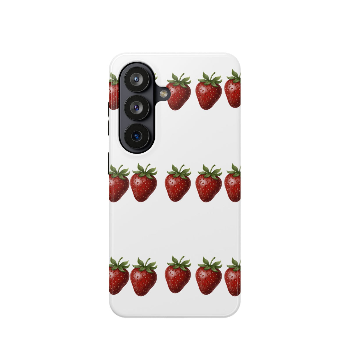Strawberry Row Phone Case — White MagSafe Magnetic Impact-Resistant Cover