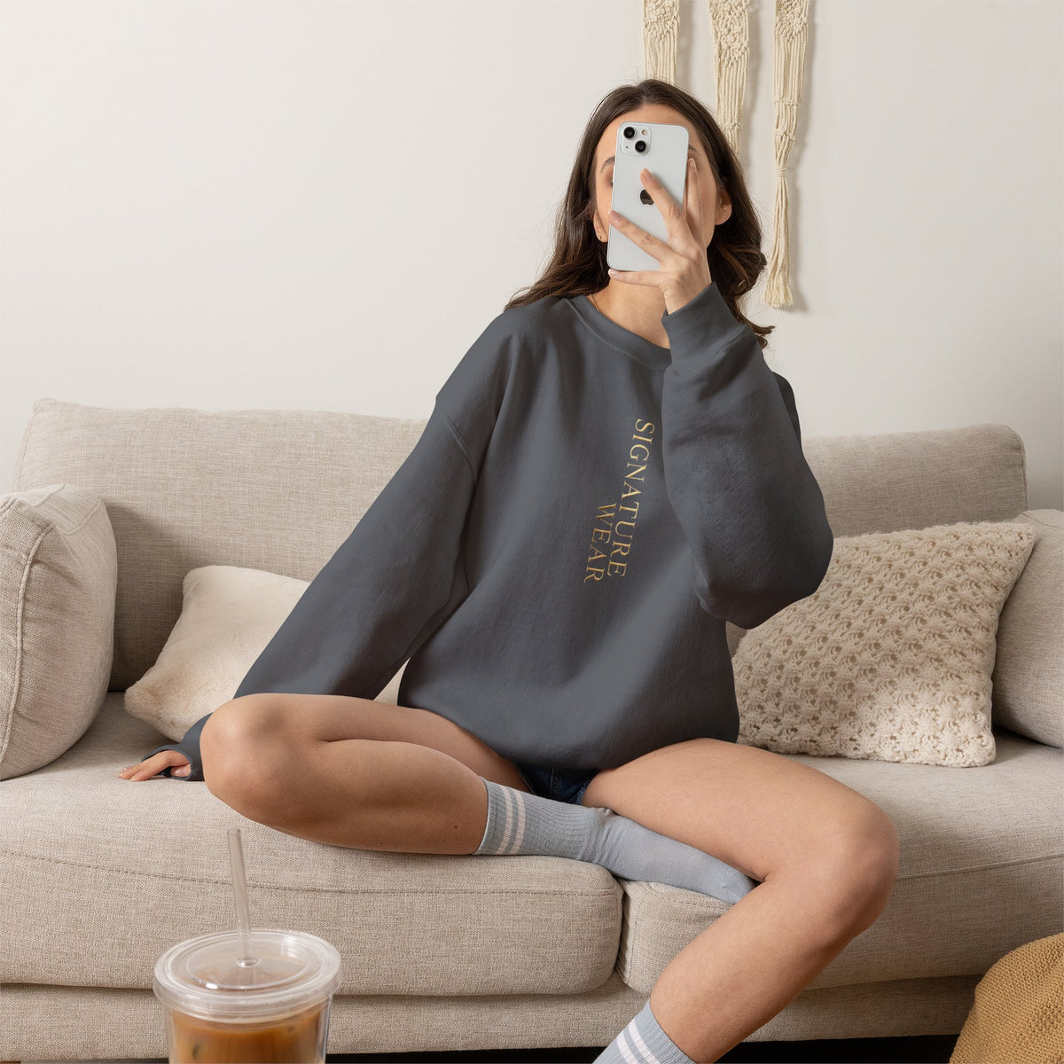 Signature Wear Minimalist Crewneck Sweatshirt — Black, Sand & More