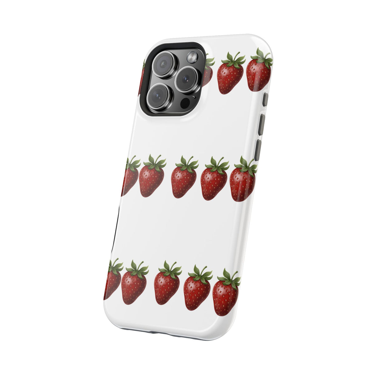 Strawberry Row Phone Case — White MagSafe Magnetic Impact-Resistant Cover