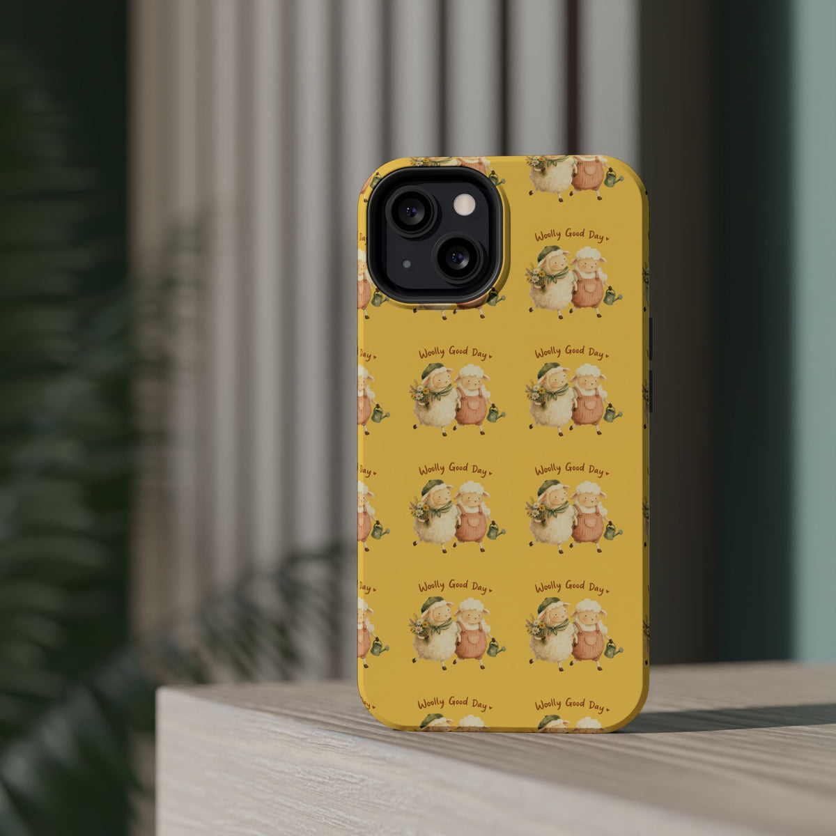 "Woolly Good Day" Phone Case — Yellow Sheep Pattern Magnetic Impact-Resistant Cover