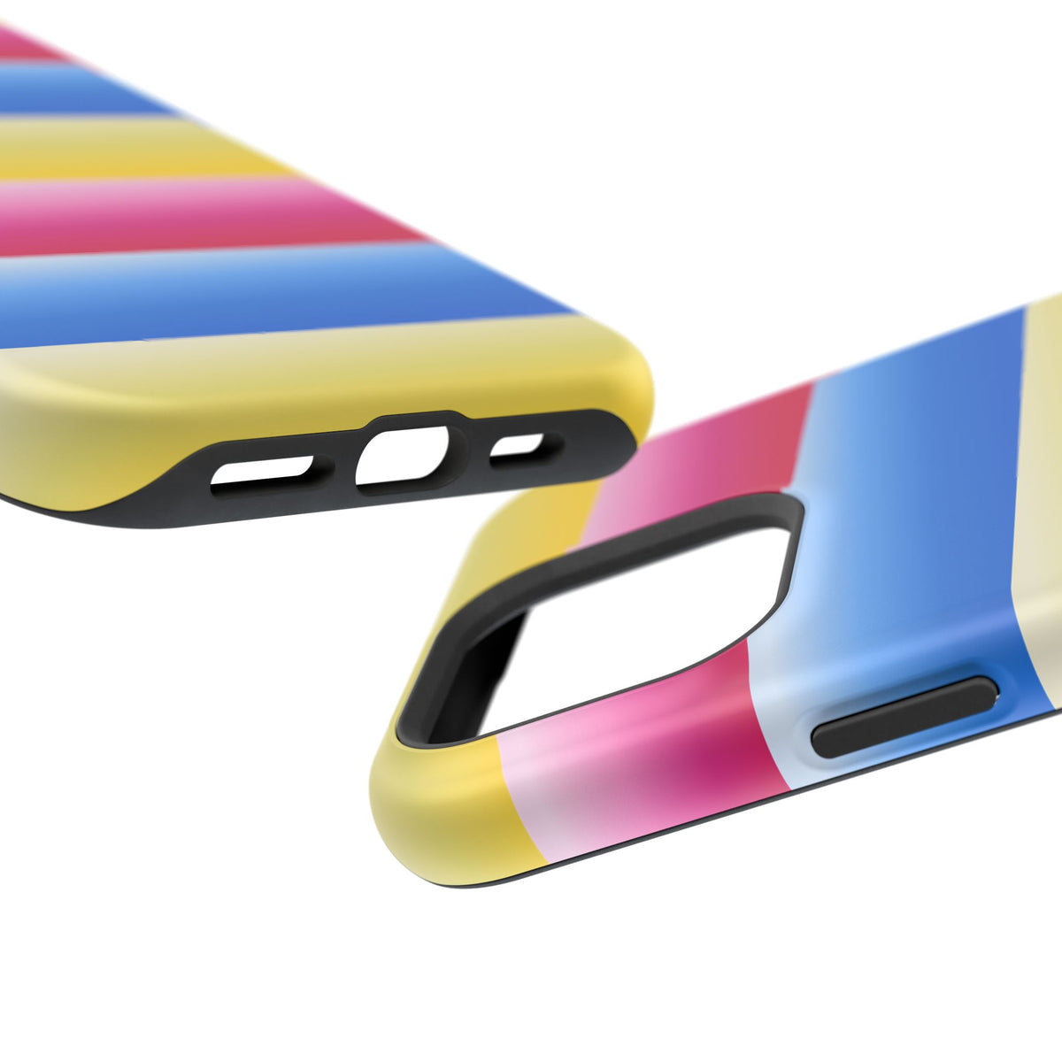Striped Magnetic Impact-Resistant Phone Case — Colorful Pink Blue Yellow Protection