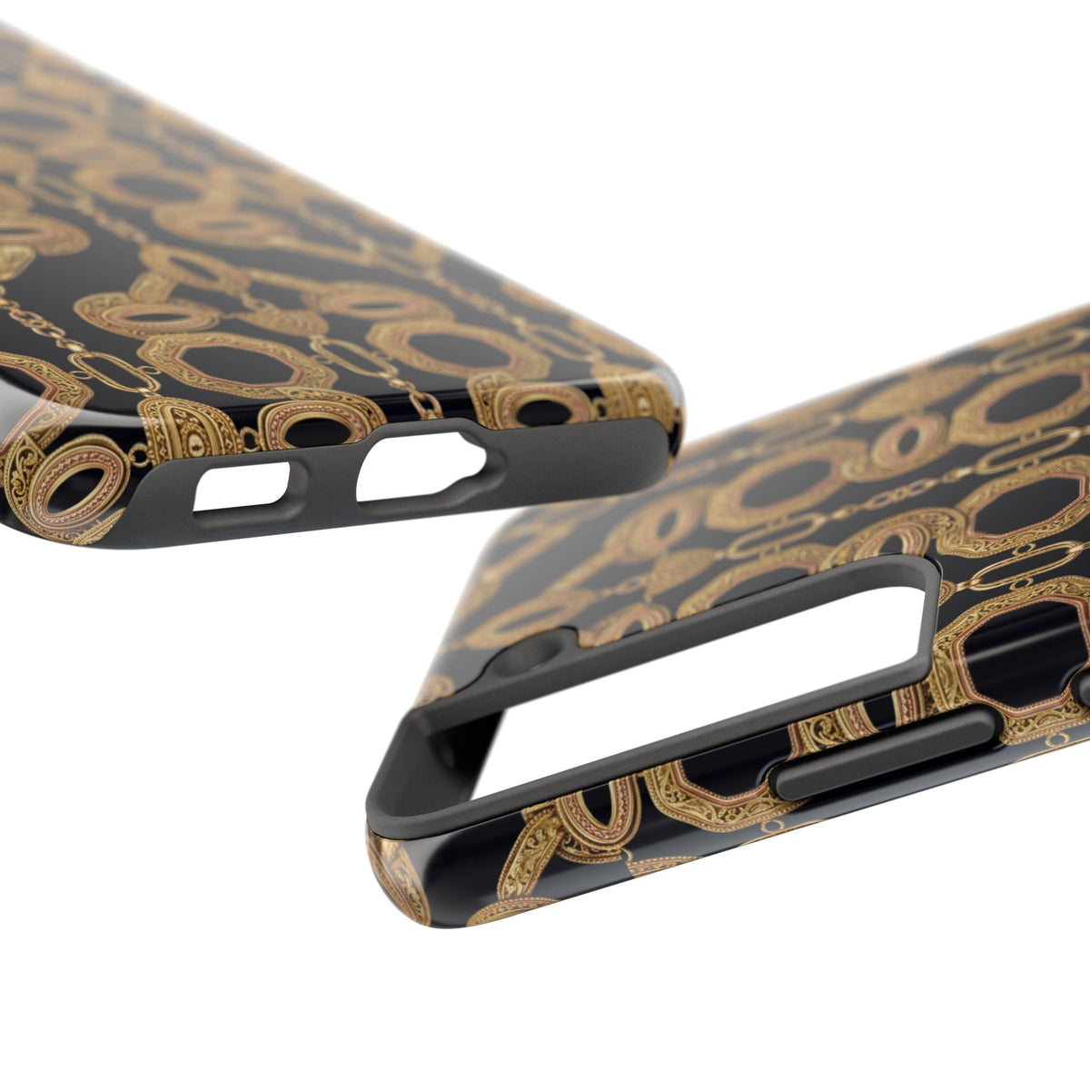 Gold Chain Phone Case — Black & Gold Ornate Chain All-Over Print Tough Cover