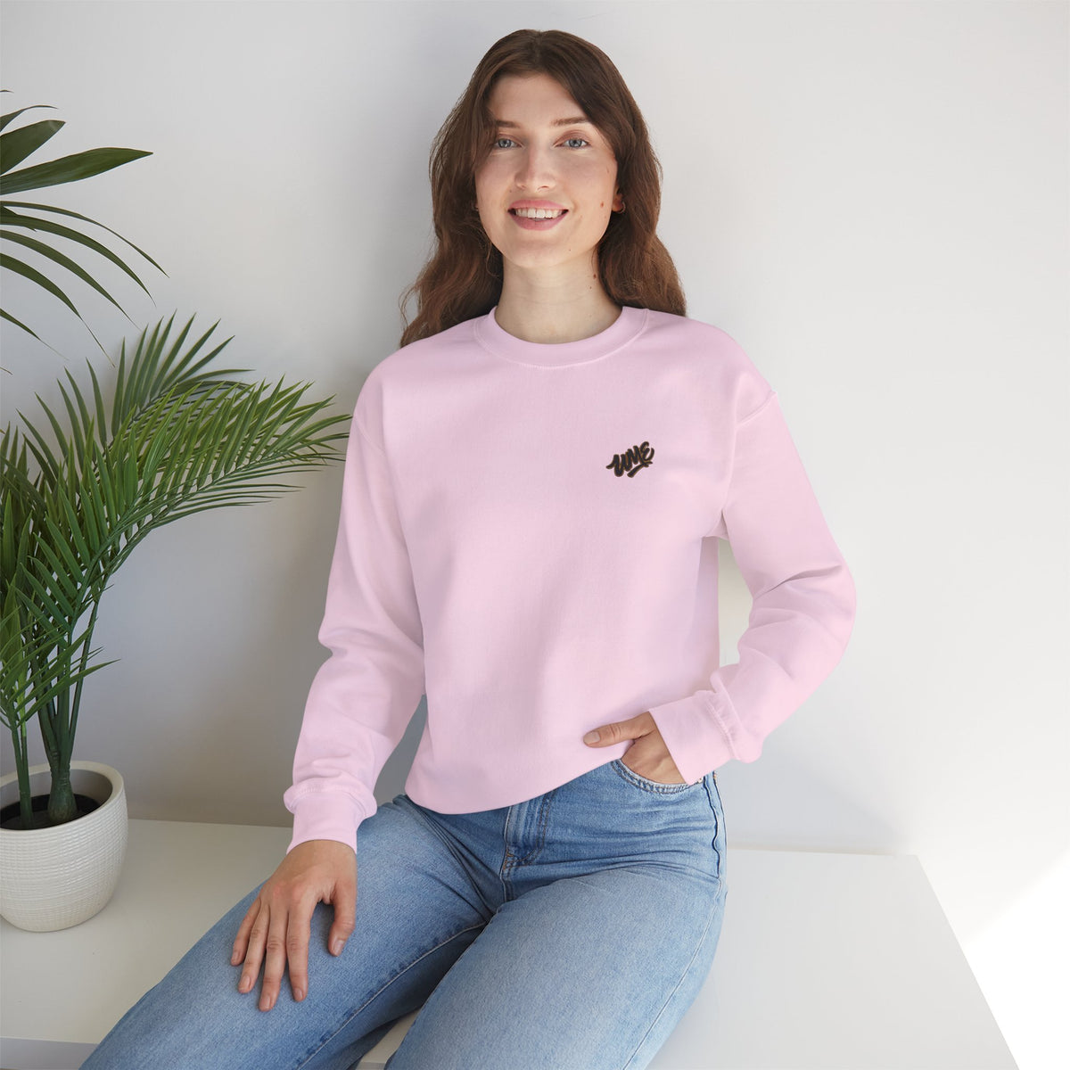 Crewneck Sweatshirt — UME Black Logo All-Over Print