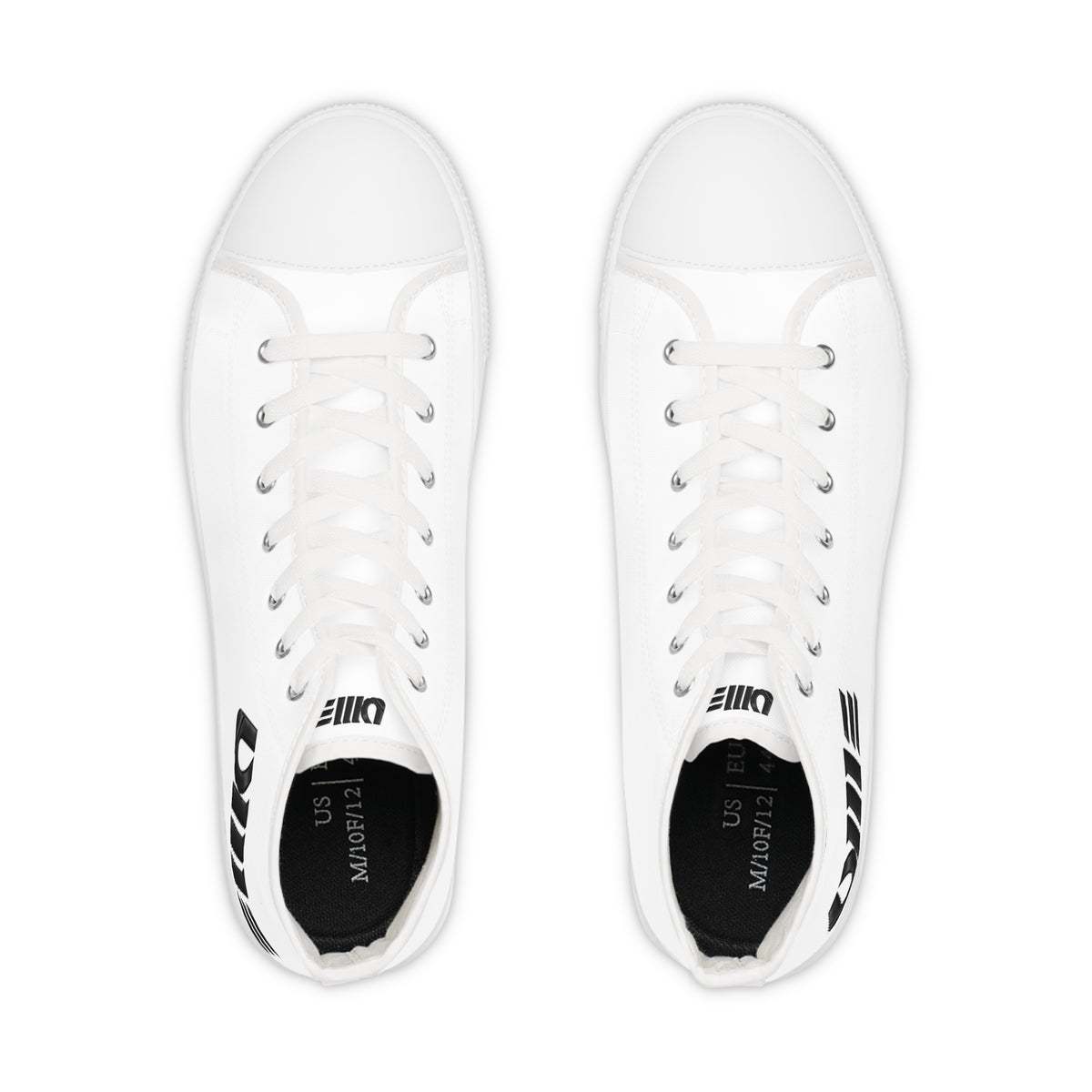 Minimal Striped High-Top Sneakers — Men's White Canvas Casual Shoes