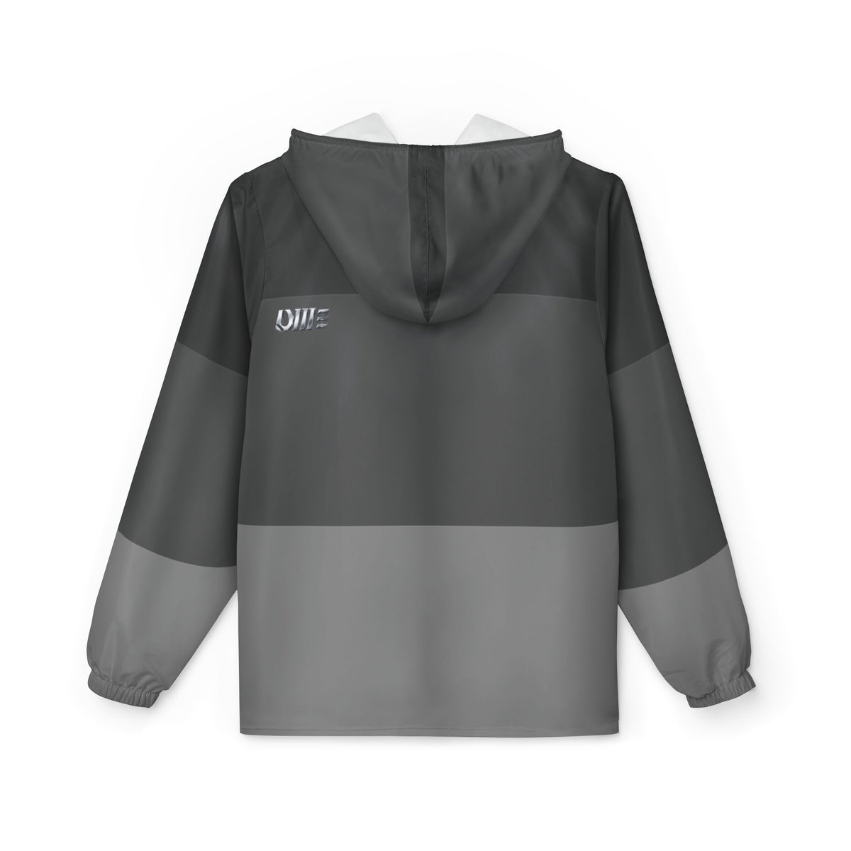 Gray Striped Windbreaker Jacket – Lightweight Hooded AOP Shell