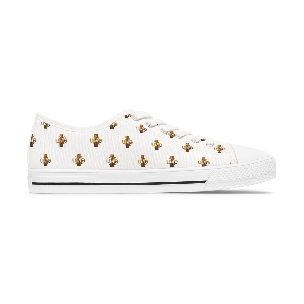 Women’s Low-Top Sneakers — White All-Over Print