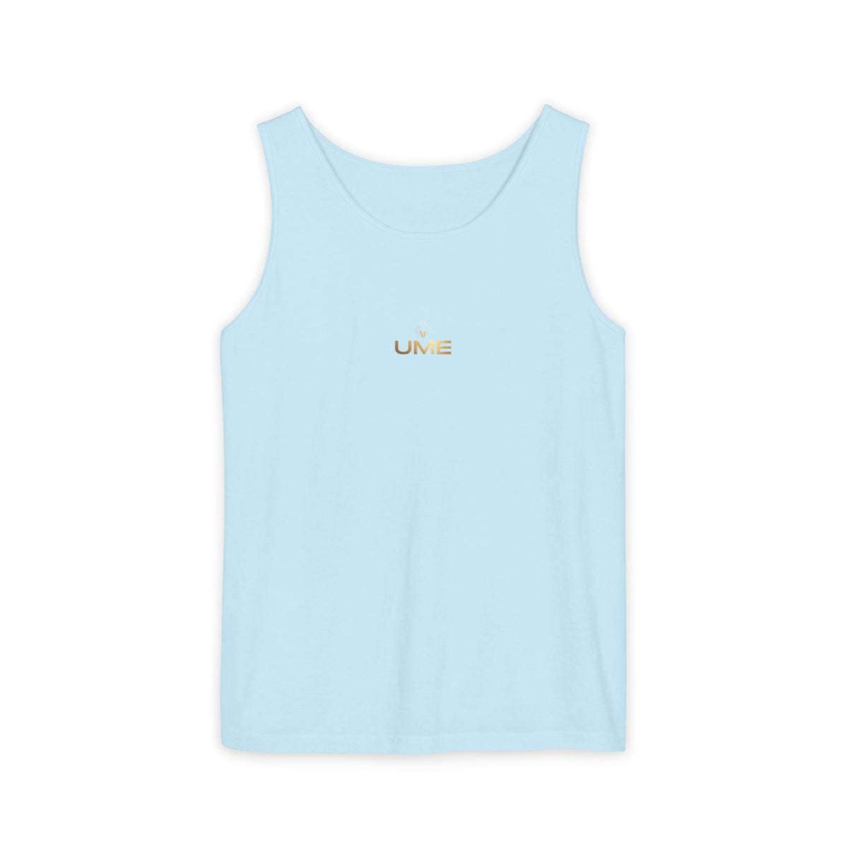 UME Gold Vertical Logo Tank Top – Garment-Dyed Unisex Muscle Tee