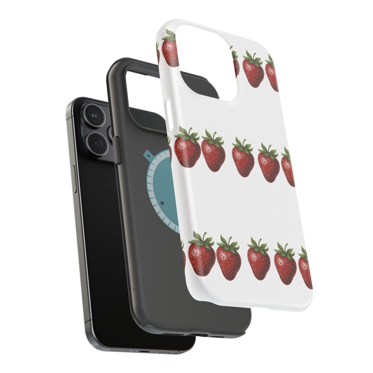 Strawberry Row Phone Case — White MagSafe Magnetic Impact-Resistant Cover
