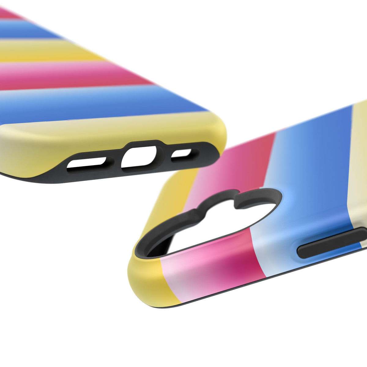 Striped Magnetic Impact-Resistant Phone Case — Colorful Pink Blue Yellow Protection