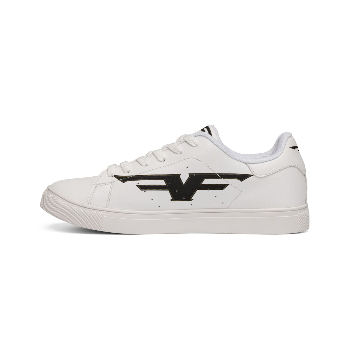 Men’s Low-Top Sneakers with Black Winged Logo — White