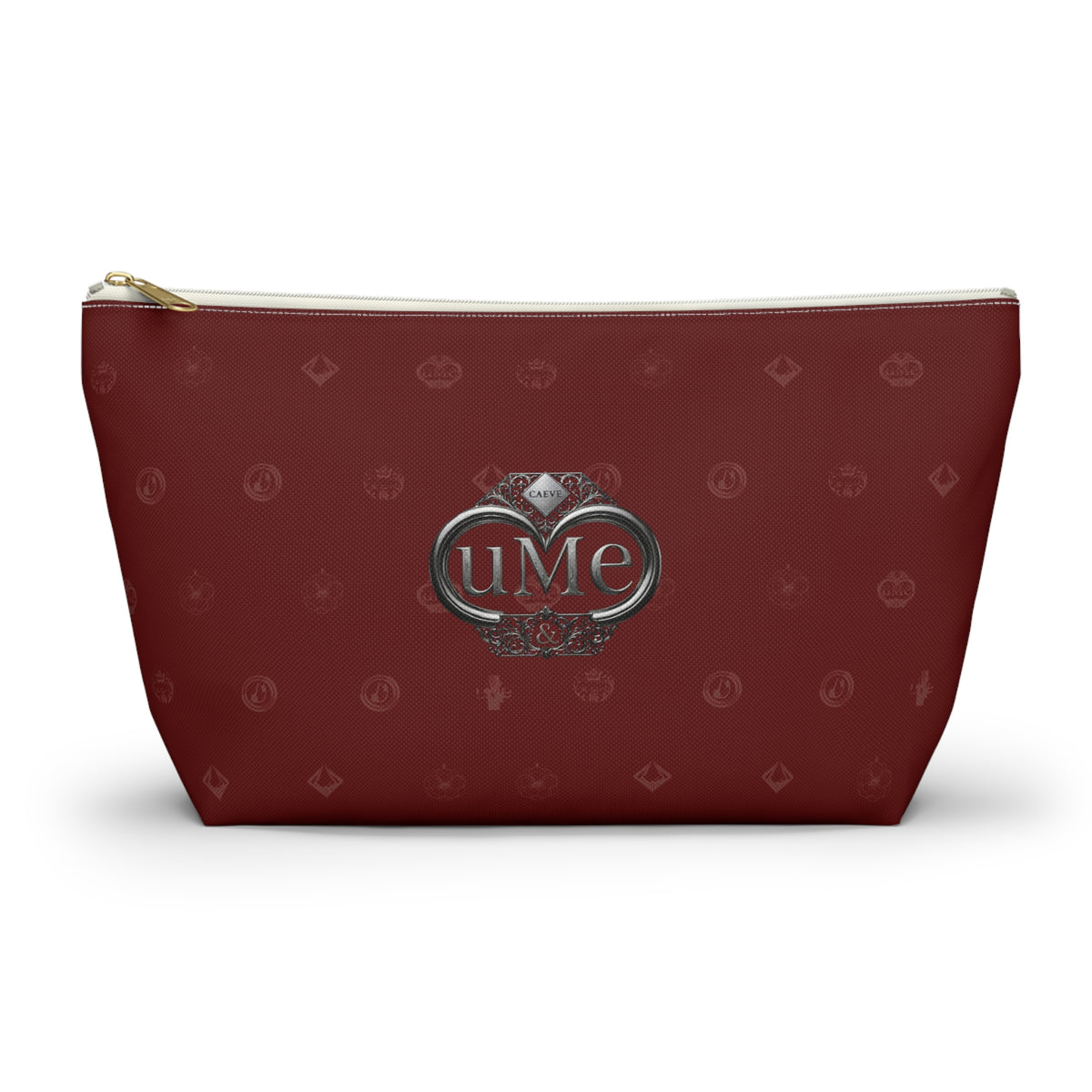 Burgundy Monogram Accessory Pouch — UME T-Bottom Cosmetic Bag