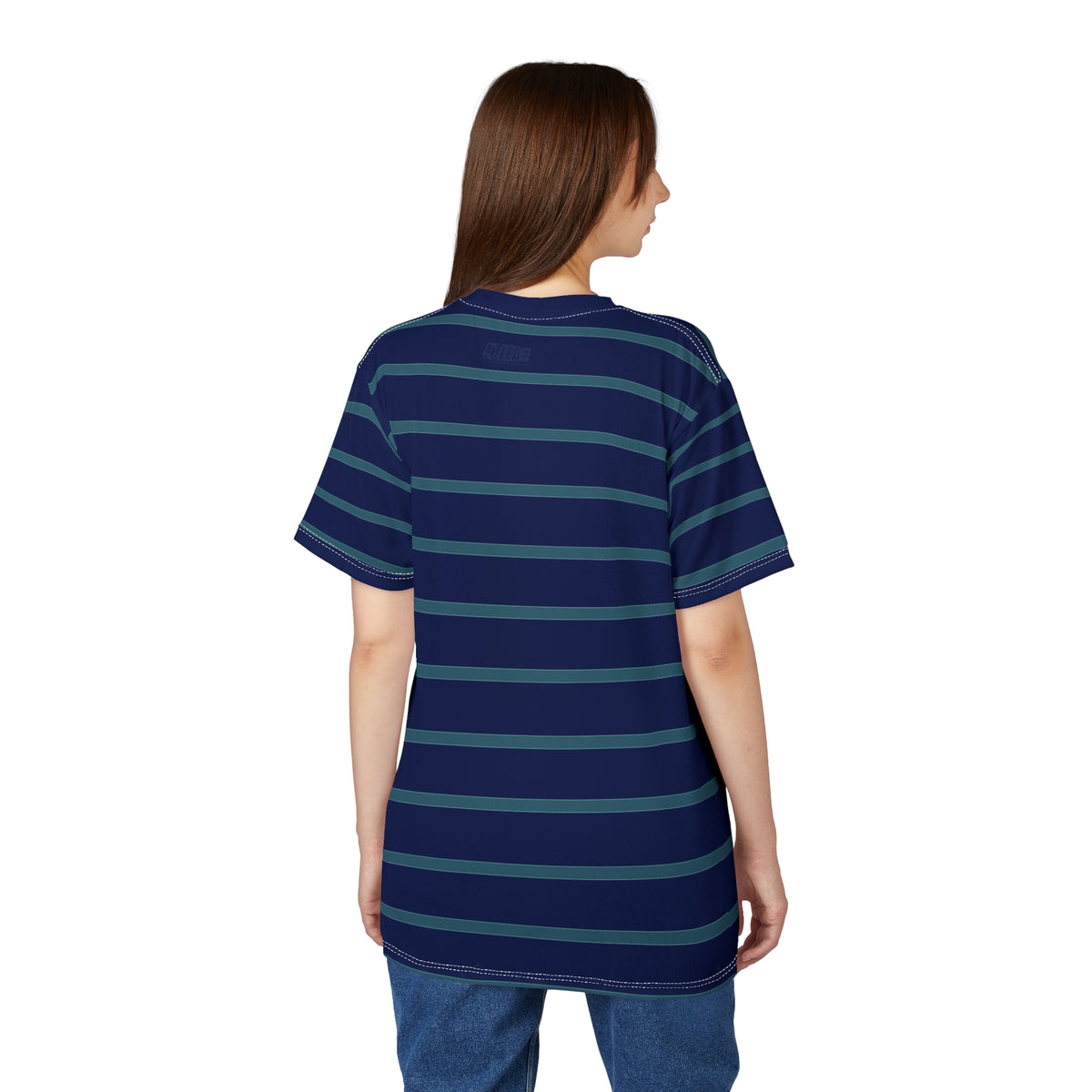Striped Navy Crew Tee — Classic Blue Horizontal Stripe T-Shirt