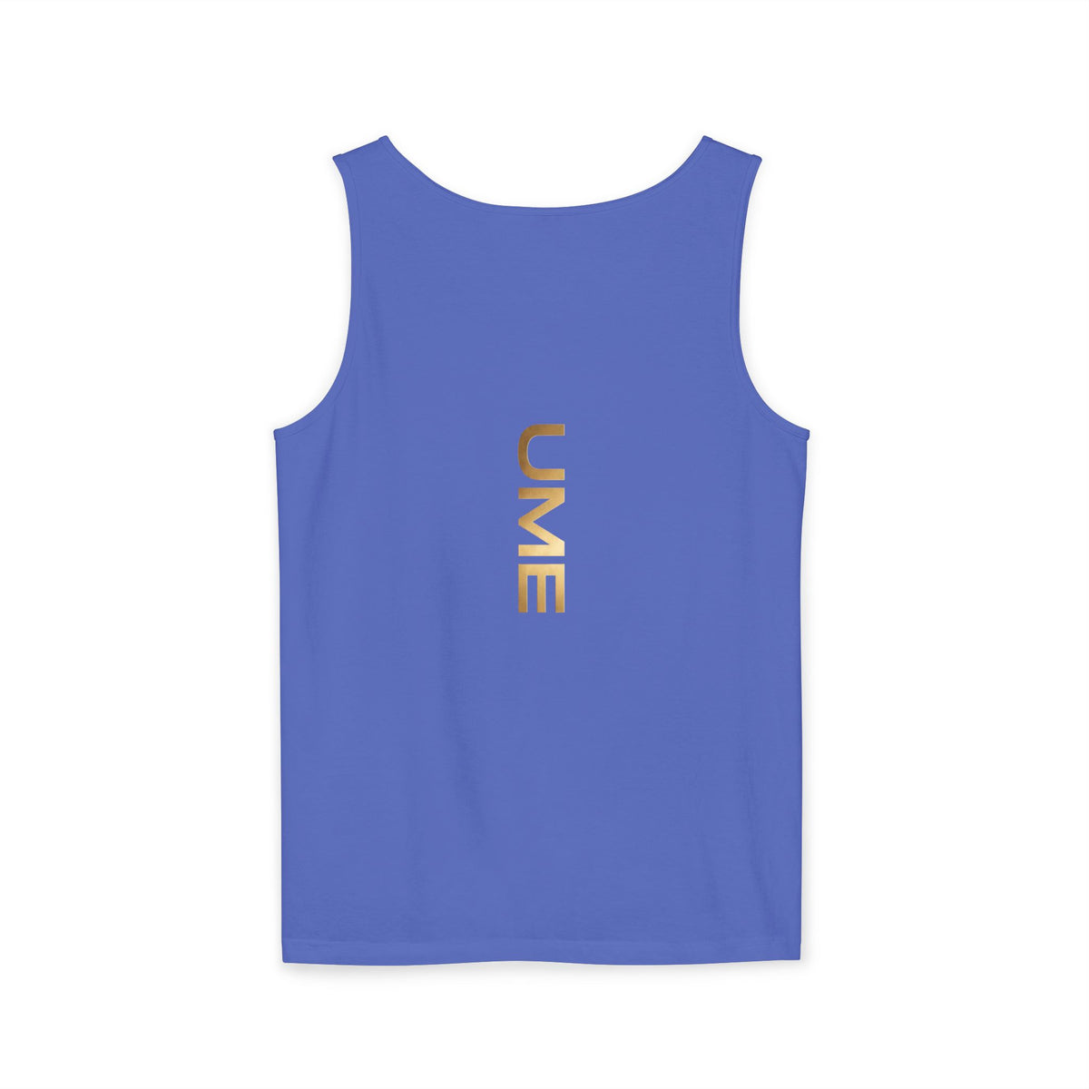 UME Gold Vertical Logo Tank Top – Garment-Dyed Unisex Muscle Tee