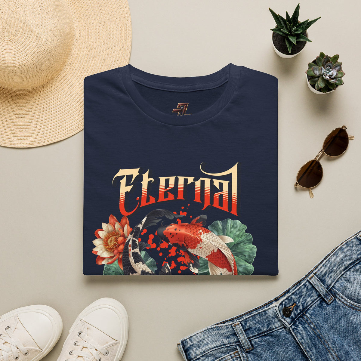 Eternal Waters T‑Shirt — Koi Pond Floral Graphic Tee