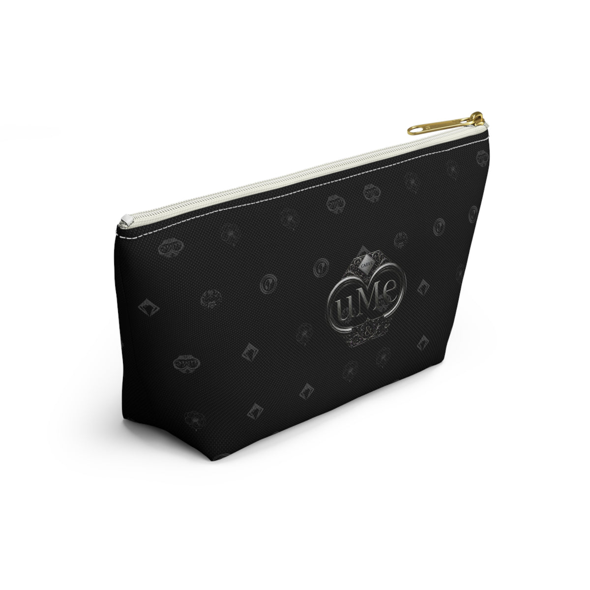 Black Luxe Logo Accessory Pouch — UME T-Bottom Cosmetic Bag