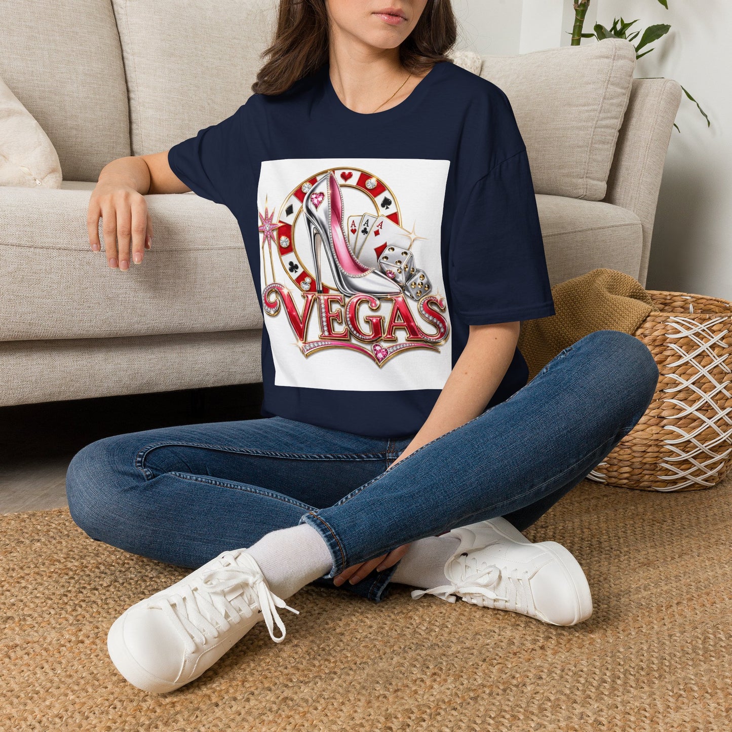 Las Vegas Casino Heels T-Shirt – Retro Vegas Cards & Dice Graphic