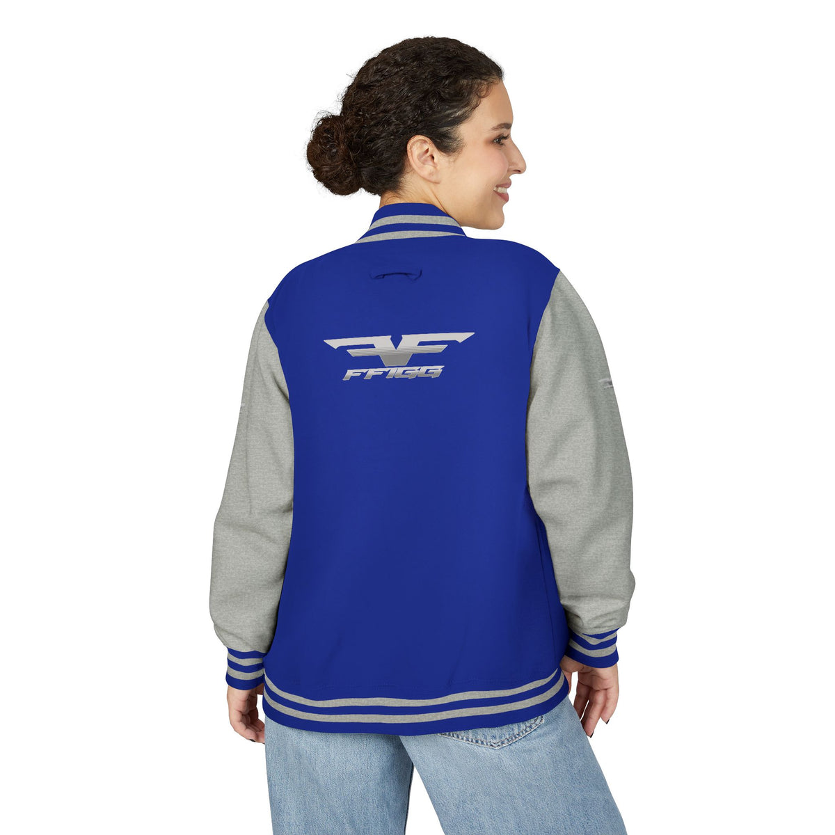 Black and White Varsity Jacket with Winged Logo