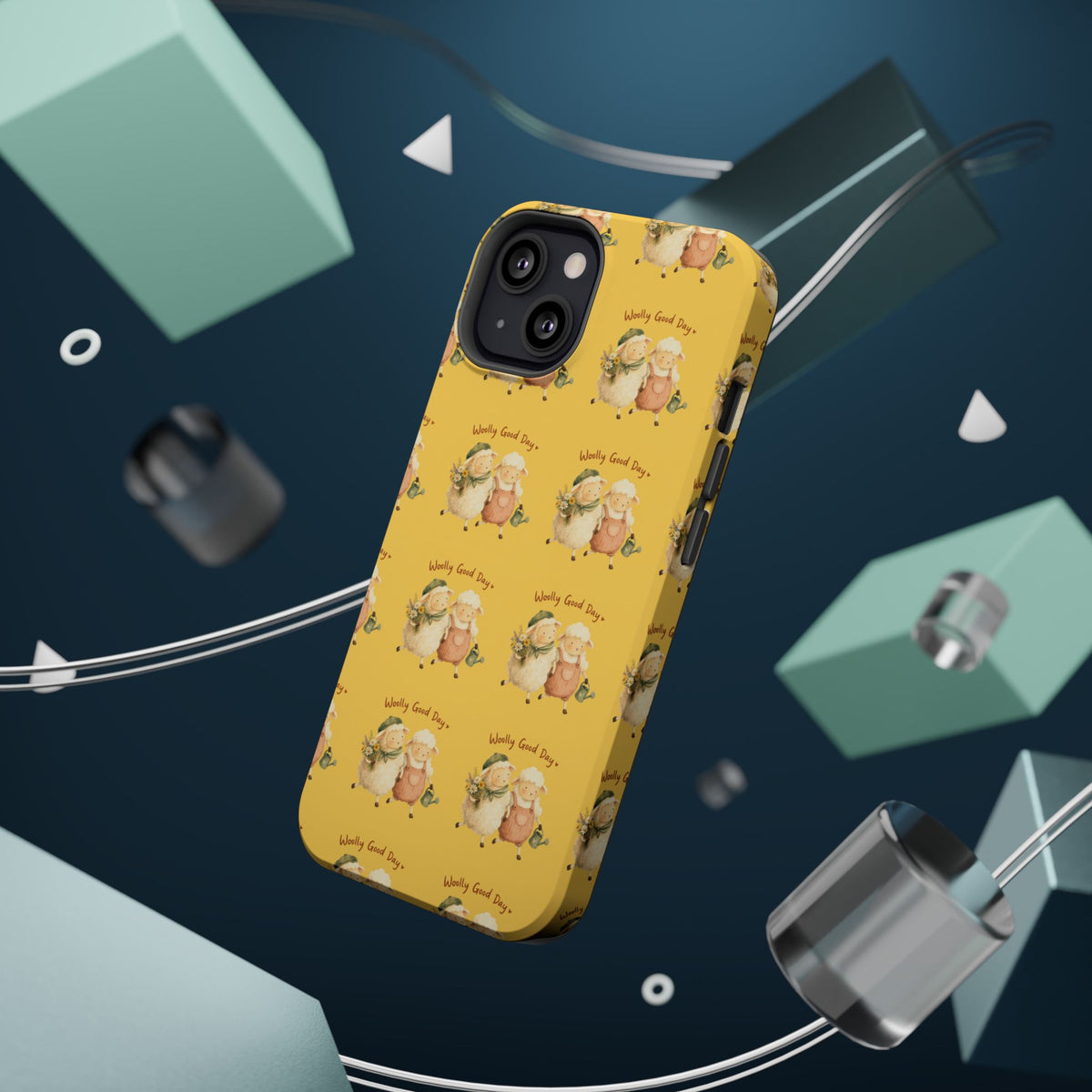 "Woolly Good Day" Phone Case — Yellow Sheep Pattern Magnetic Impact-Resistant Cover