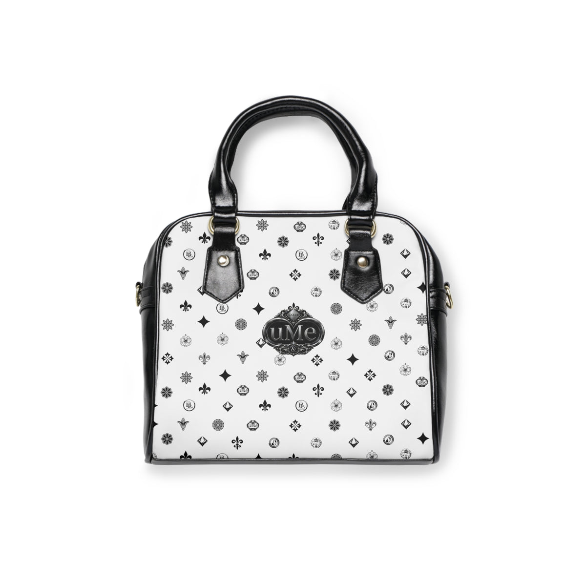 UME Monogram Pattern Shoulder Handbag — White All-Over Print