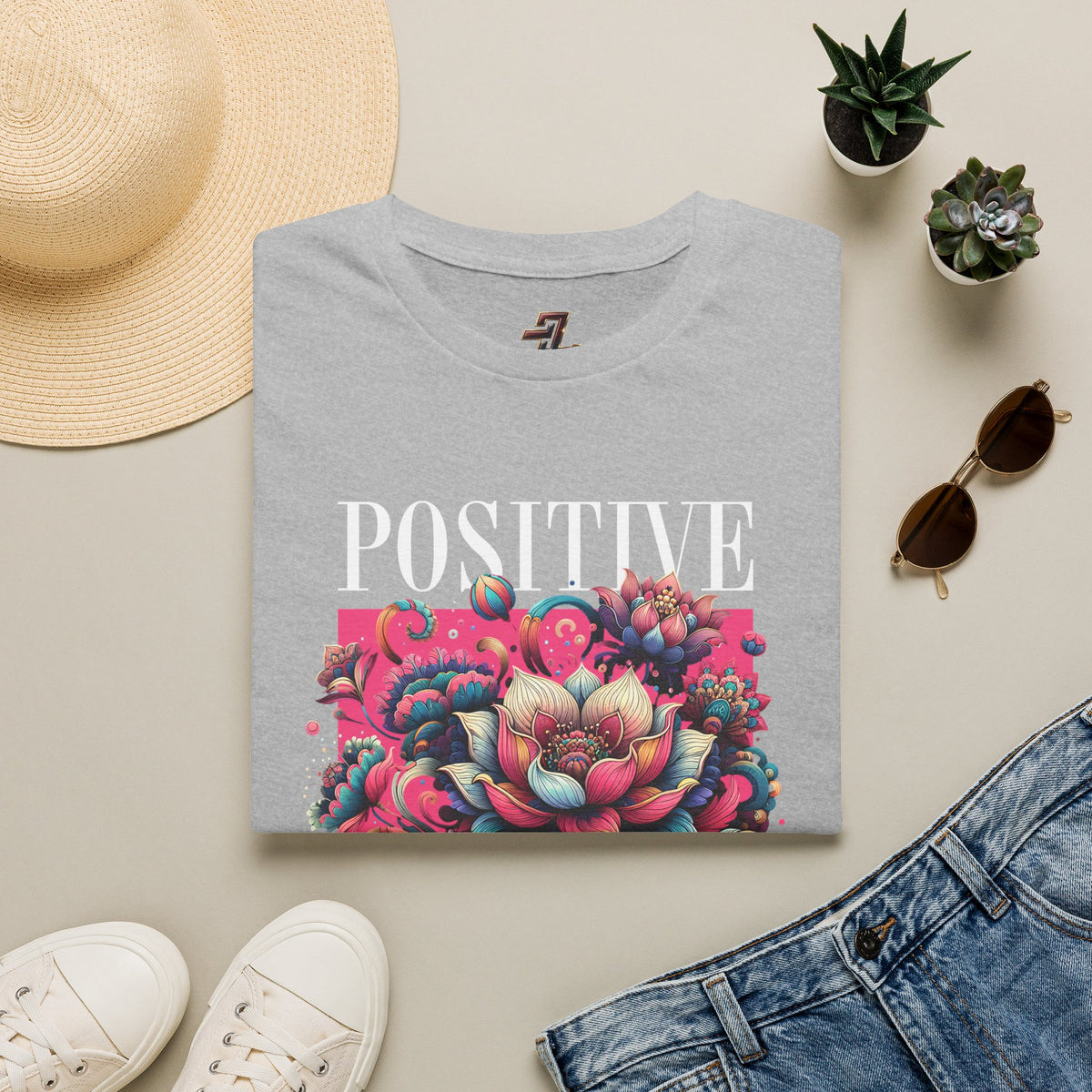 Positive Vibes T‑Shirt — Floral Retro Graphic Tee