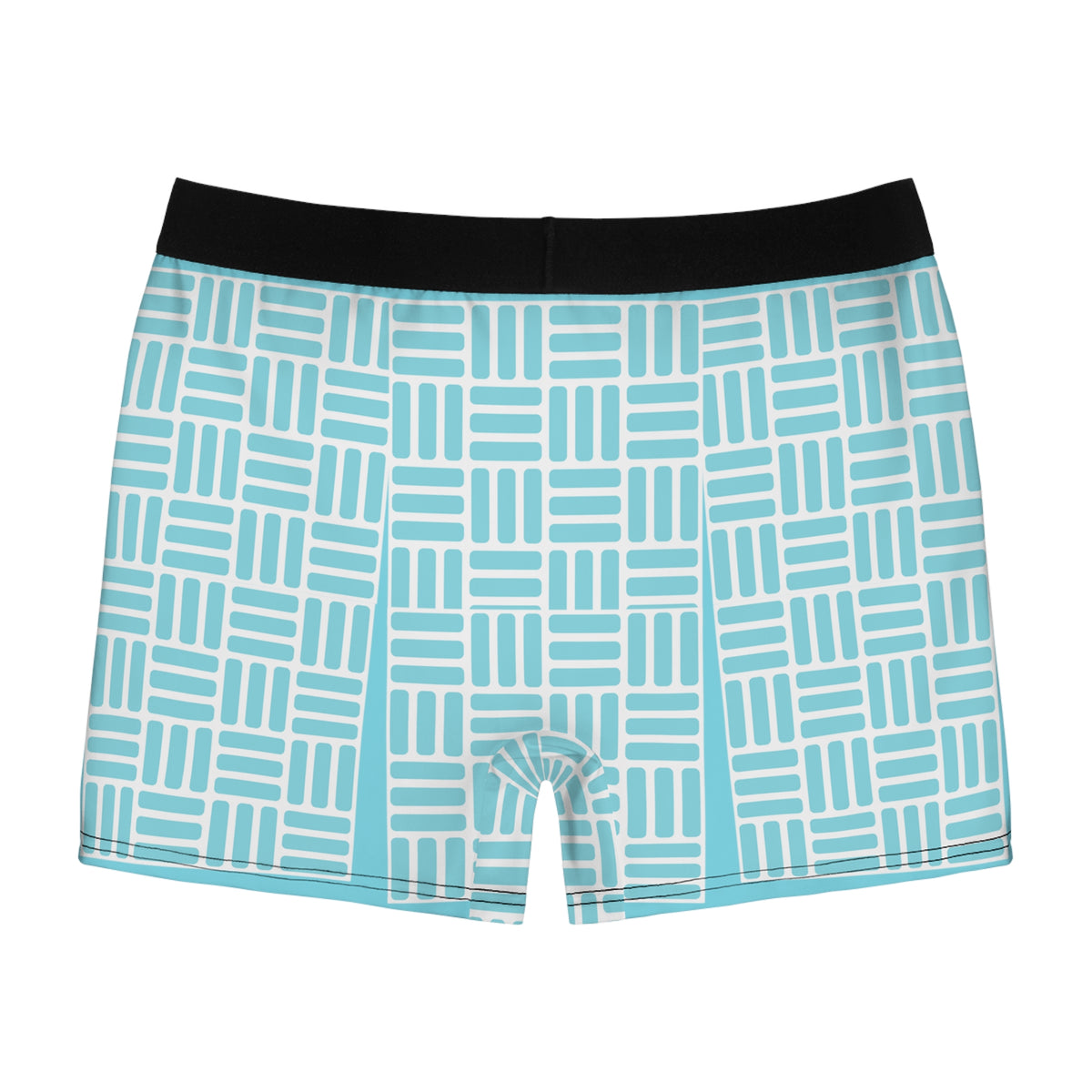 AOP Men’s Boxer Briefs — Aqua Geometric Grid Print