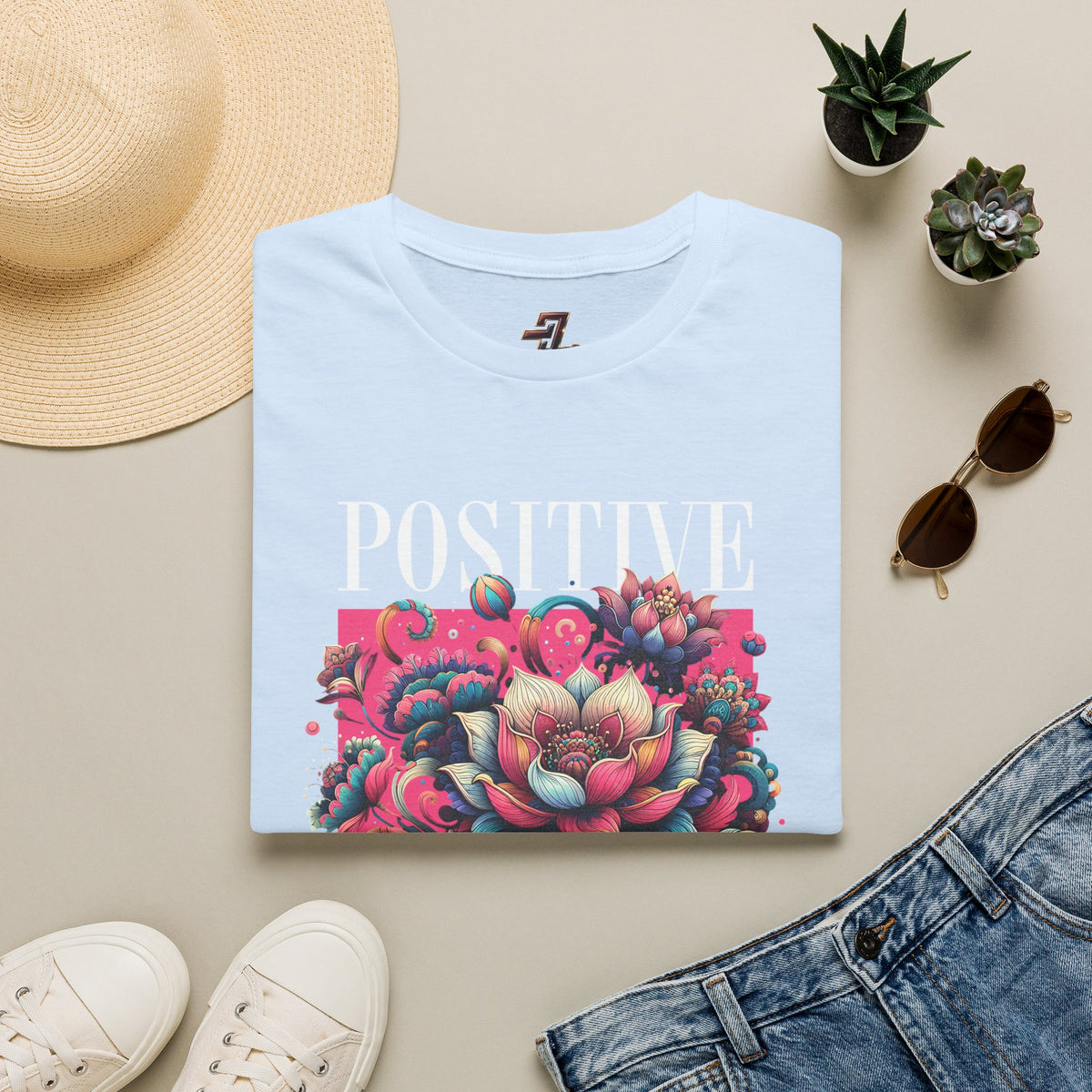 Positive Vibes T‑Shirt — Floral Retro Graphic Tee