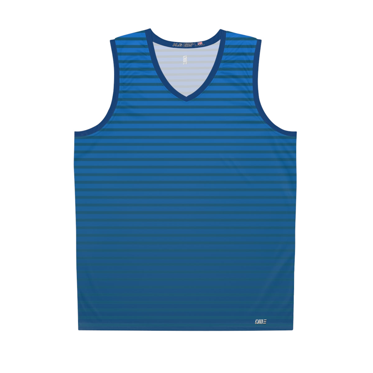 Blue Gradient Striped Basketball Jersey