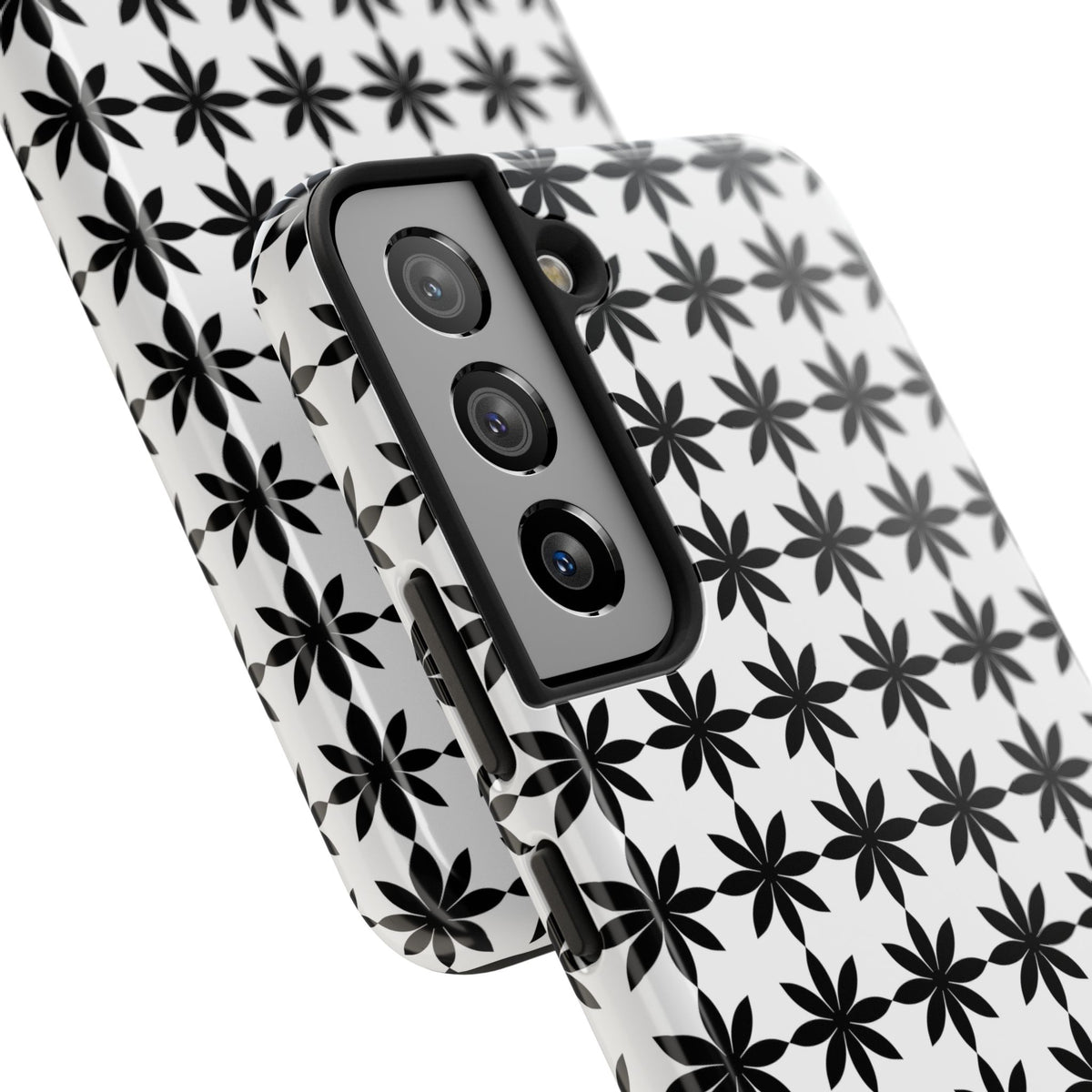 Tough Phone Case — Black & White Geometric Star Pattern