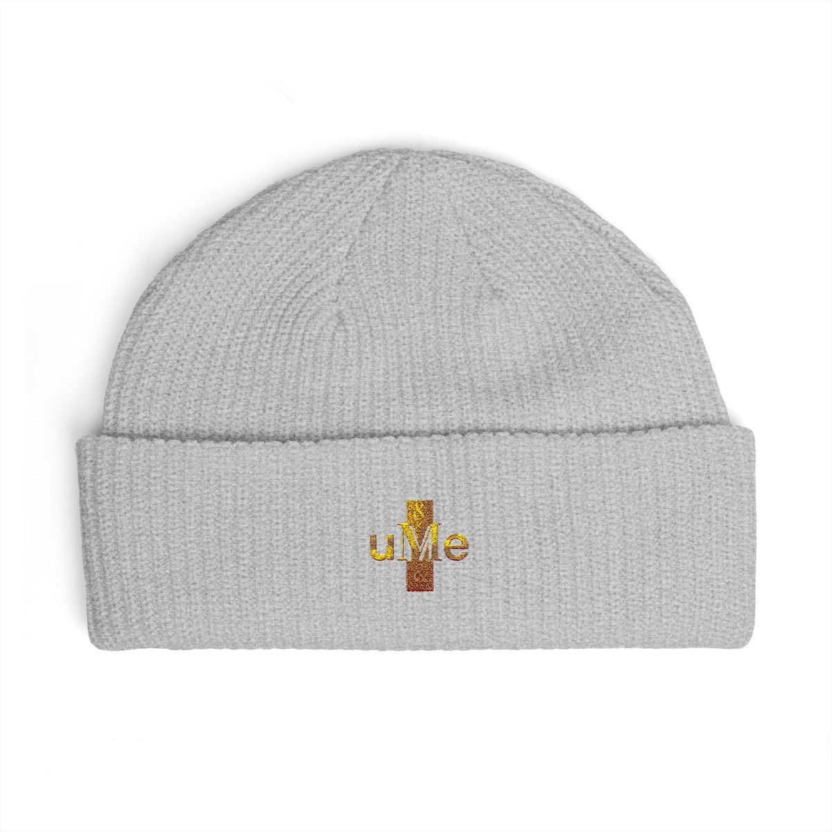 Ribbed Cuff Beanie — Multi-Color Gold Embroidered Hat