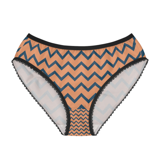 Chevron Lace-Trim Women's Briefs — Light Orange Chevron All-Over Print