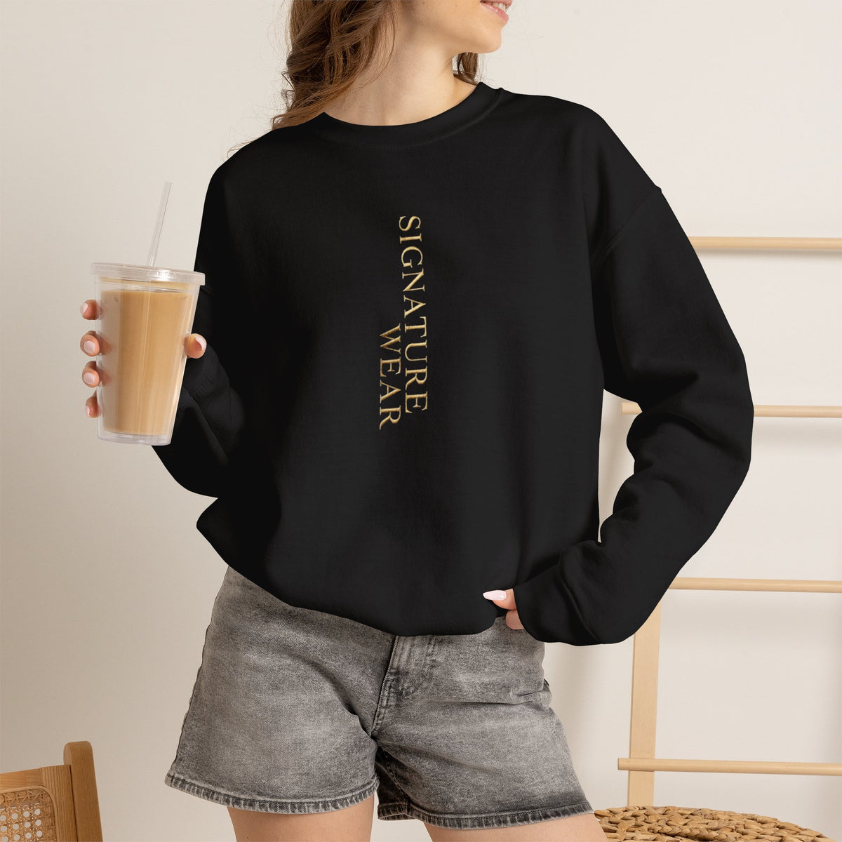 Signature Wear Minimalist Crewneck Sweatshirt — Black, Sand & More