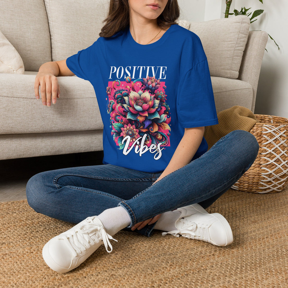 Positive Vibes T‑Shirt — Floral Retro Graphic Tee