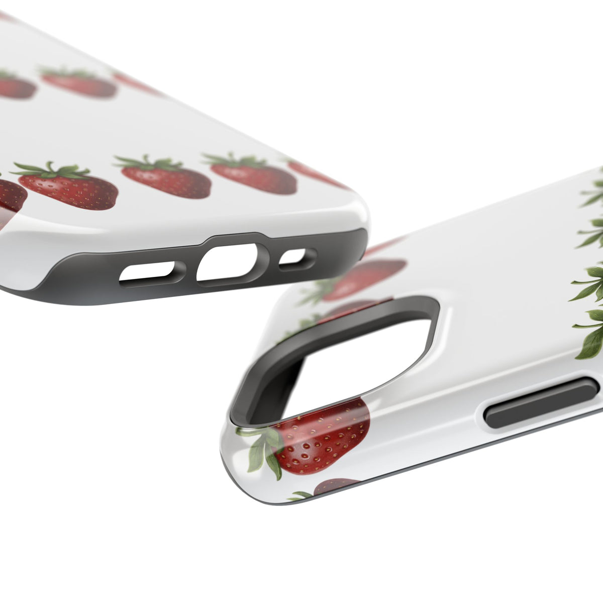 Strawberry Row Phone Case — White MagSafe Magnetic Impact-Resistant Cover