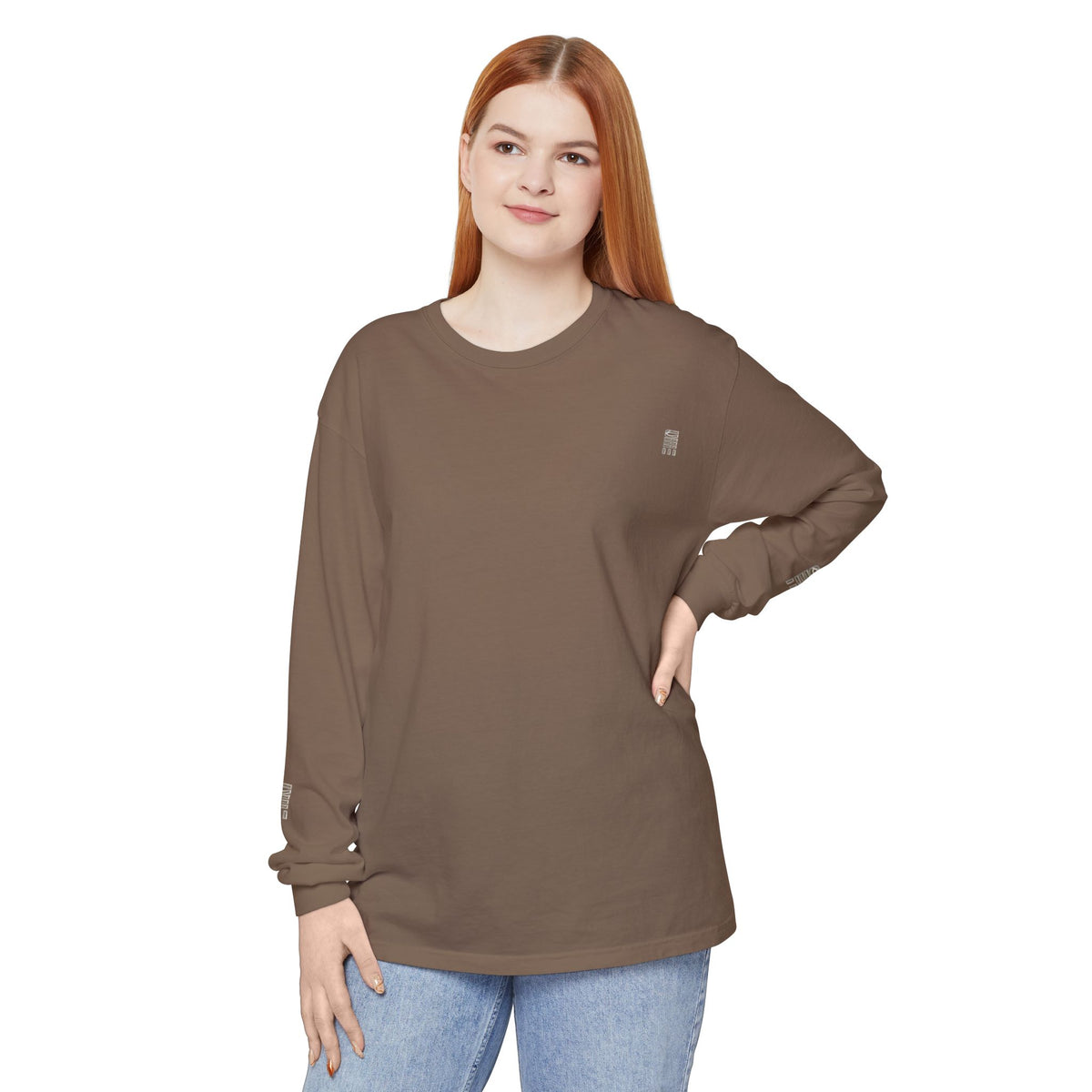 Garment-Dyed Long-Sleeve T-Shirt — Multi-Color Minimal Graphic