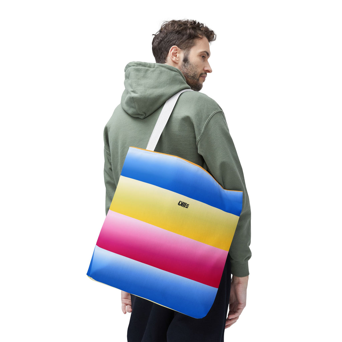 Colorful Pride Stripes Tote Bag – Pastel Blue, Yellow & Pink AOP