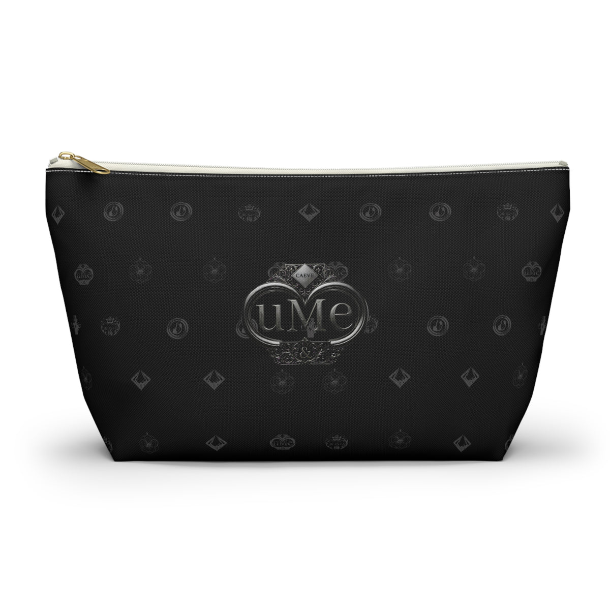 Black Luxe Logo Accessory Pouch — UME T-Bottom Cosmetic Bag