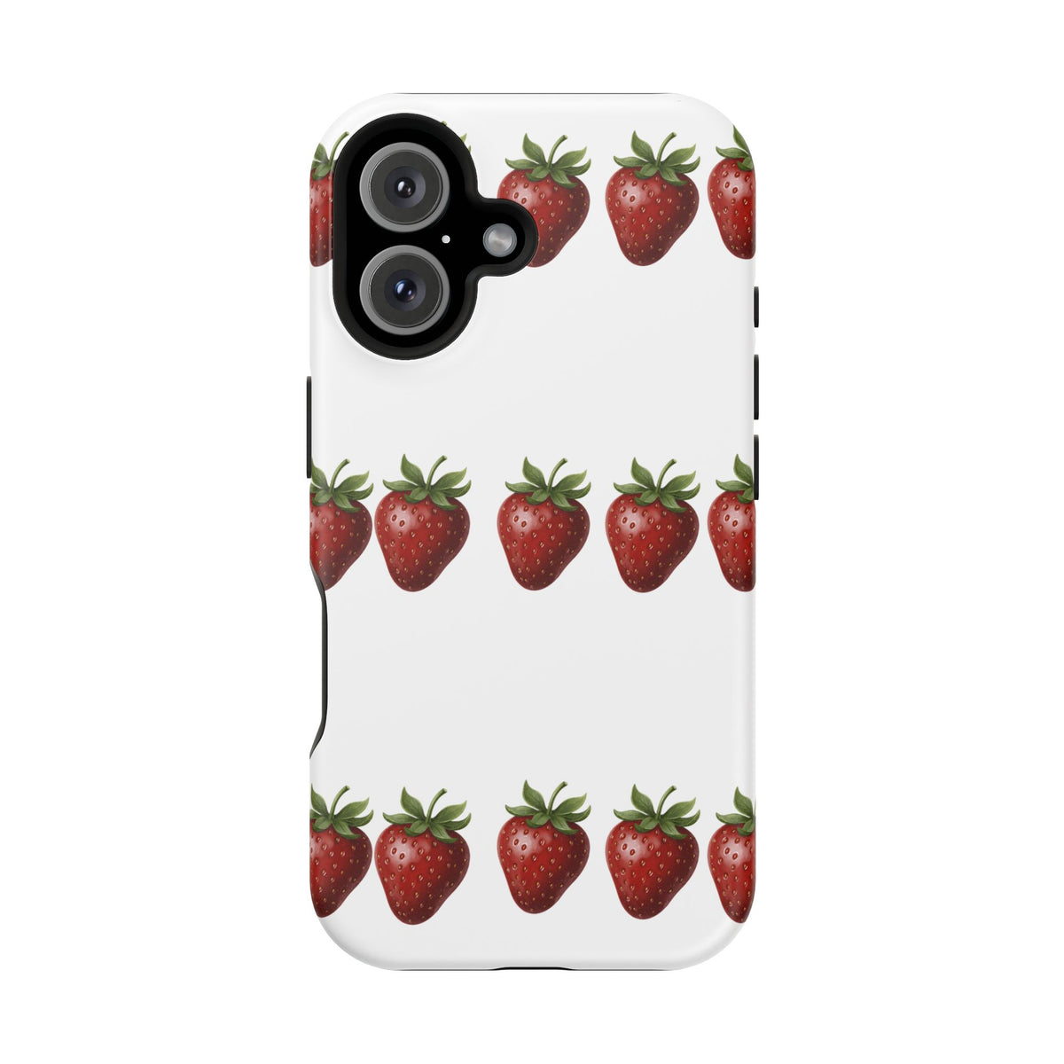 Strawberry Row Phone Case — White MagSafe Magnetic Impact-Resistant Cover
