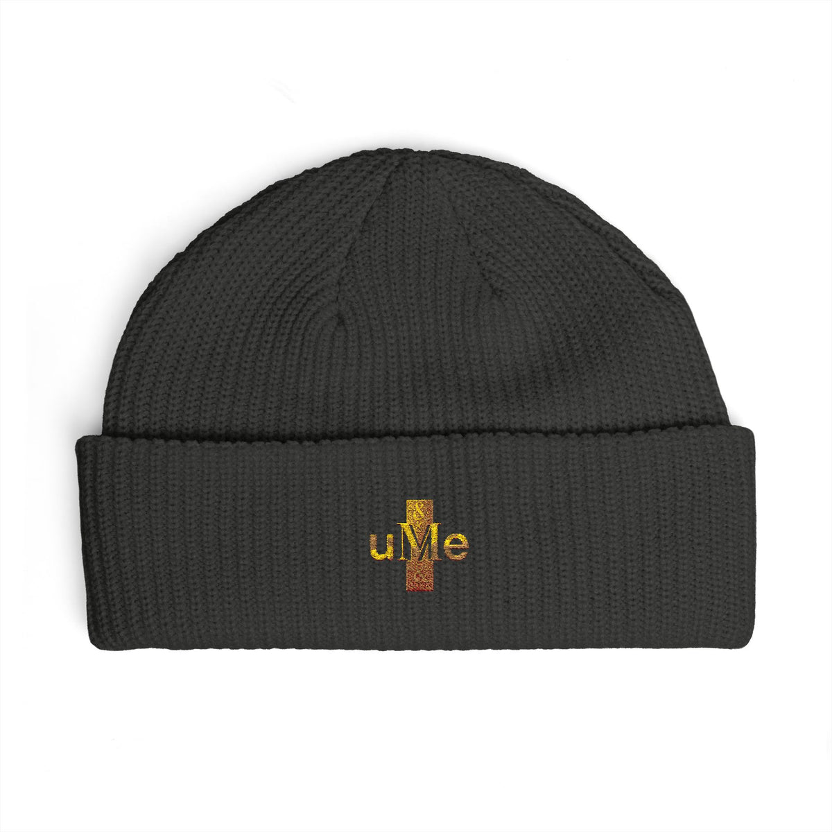 Ribbed Cuff Beanie — Multi-Color Gold Embroidered Hat
