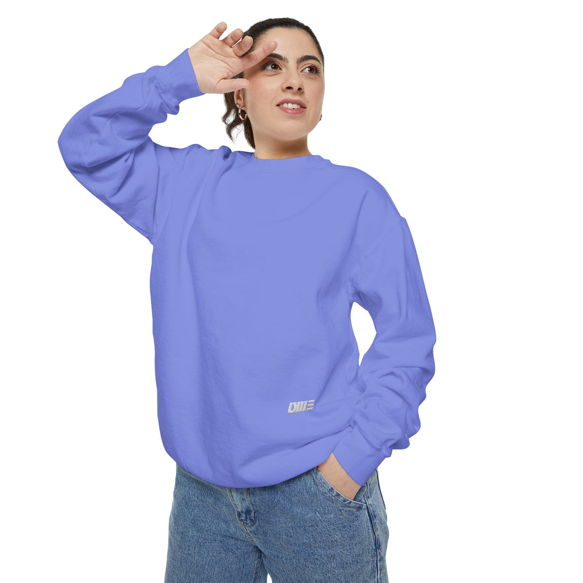 Garment-Dyed Crewneck Sweatshirt — Multi-Color Minimal Graphic