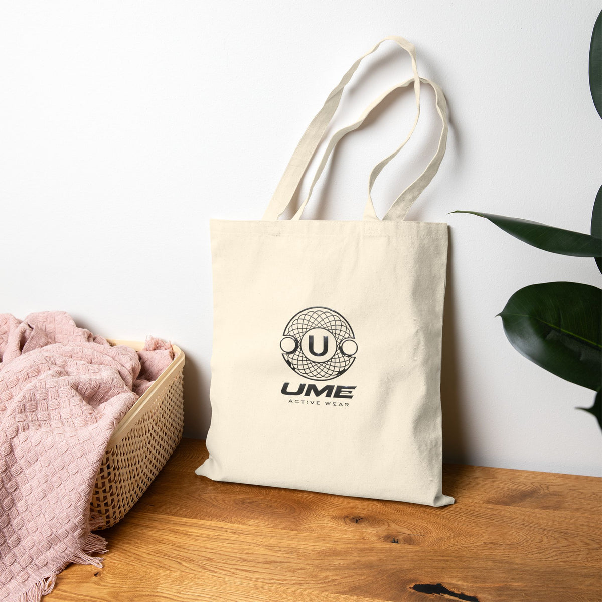 Canvas Tote Bag — Natural UME Logo All-Over Print
