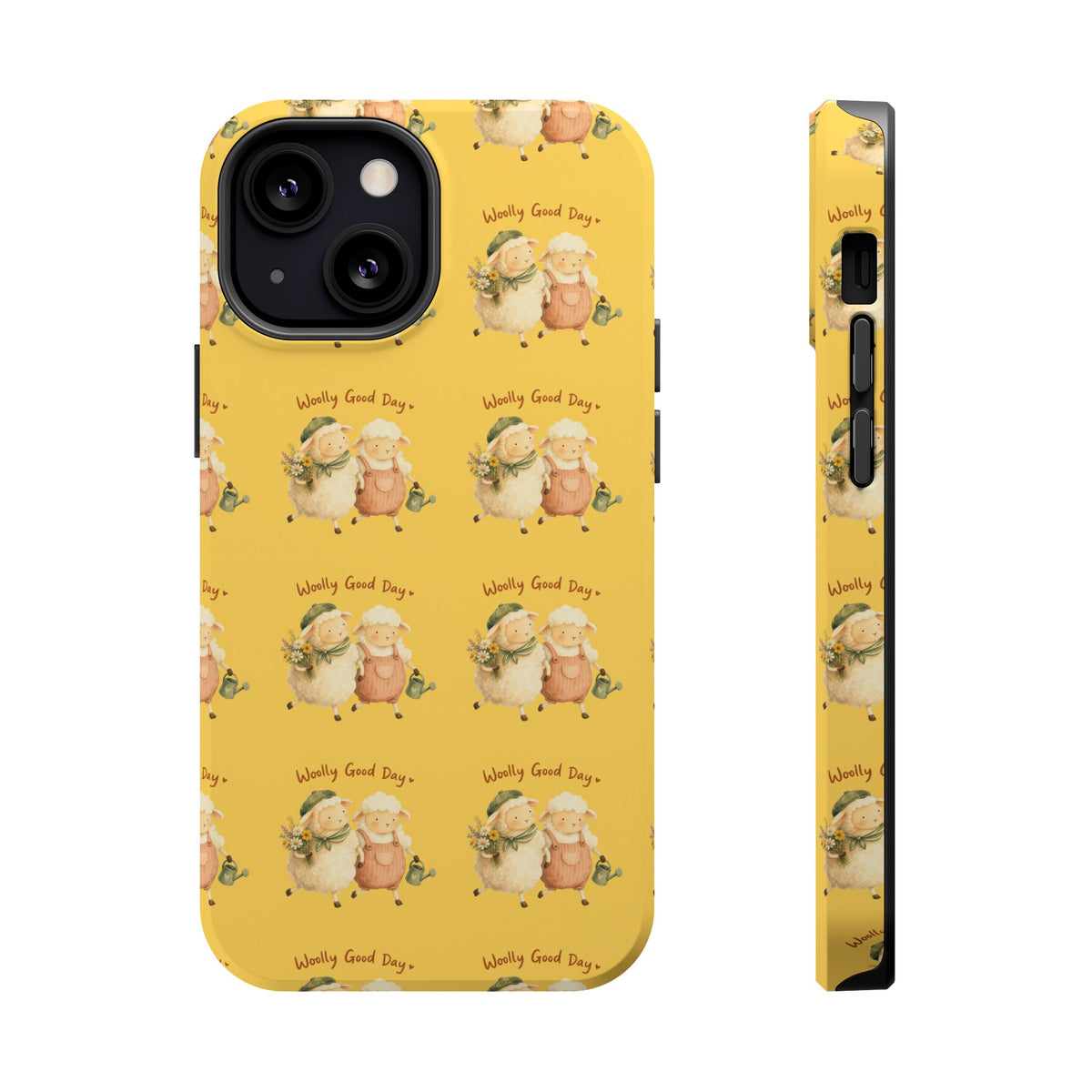 "Woolly Good Day" Phone Case — Yellow Sheep Pattern Magnetic Impact-Resistant Cover