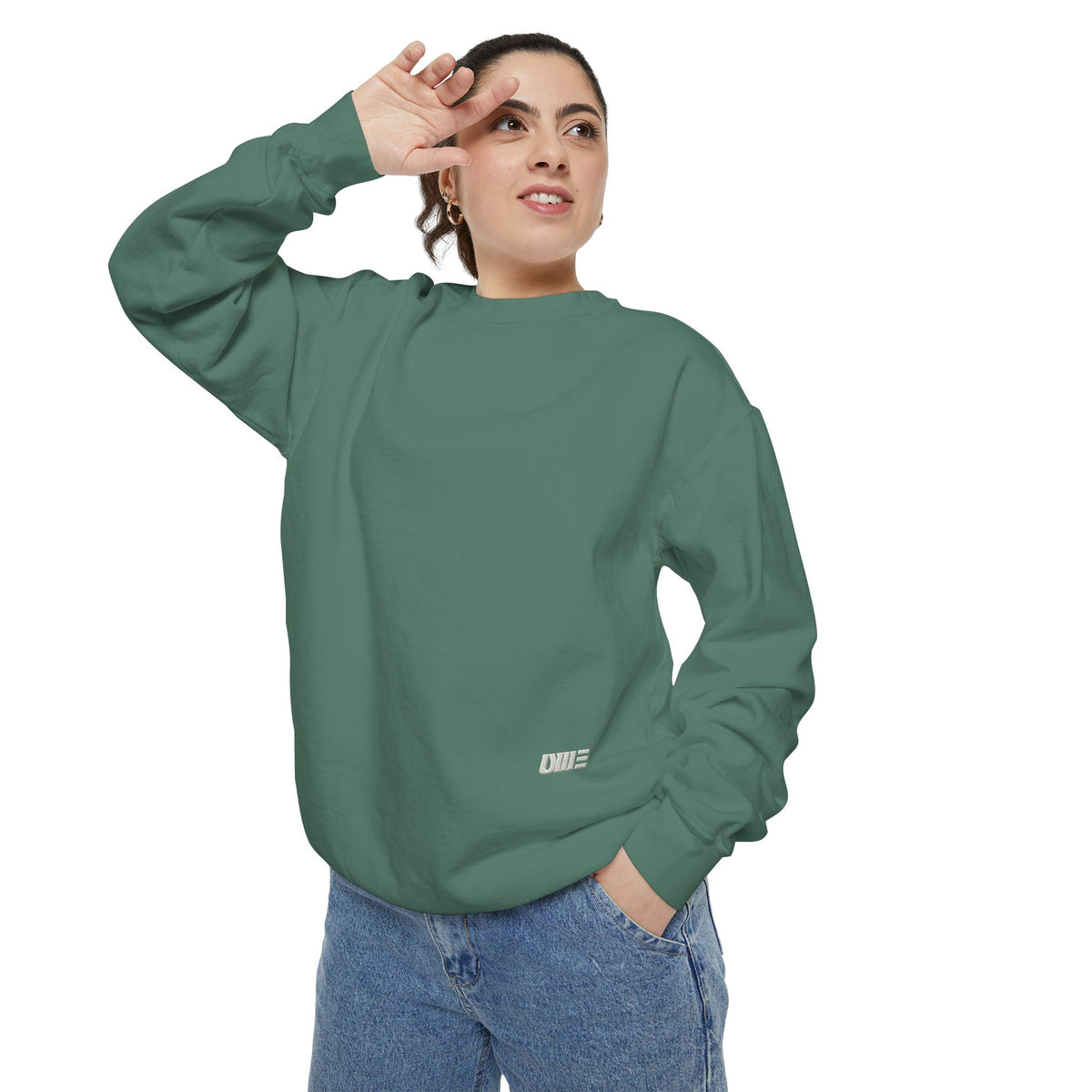 Garment-Dyed Crewneck Sweatshirt — Multi-Color Minimal Graphic