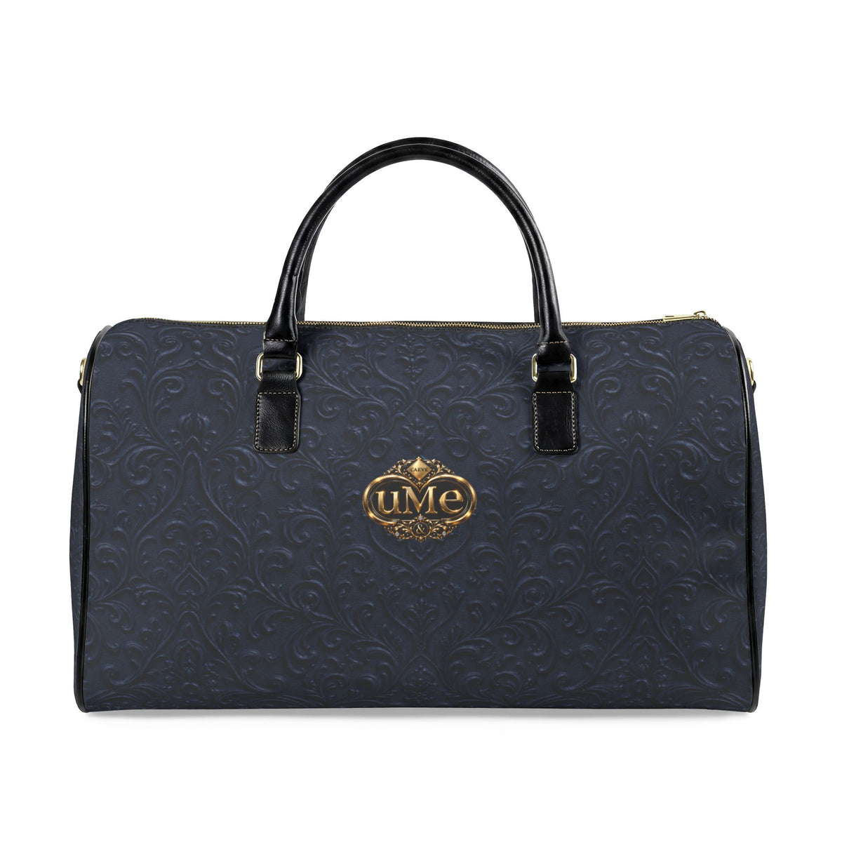 Navy Faux Leather Travel Duffle Bag — 'uMe' Weekend Carryall
