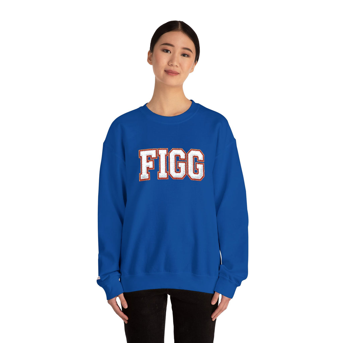 FFiGG Embroidered Collegiate Crewneck — Sport Grey, Black & More Colors